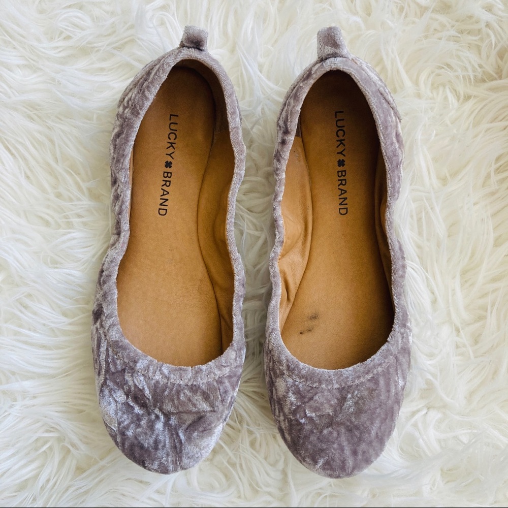 Lucky Brand Emmie Crushed Velvet Ballet Flats Gray Size 7.5